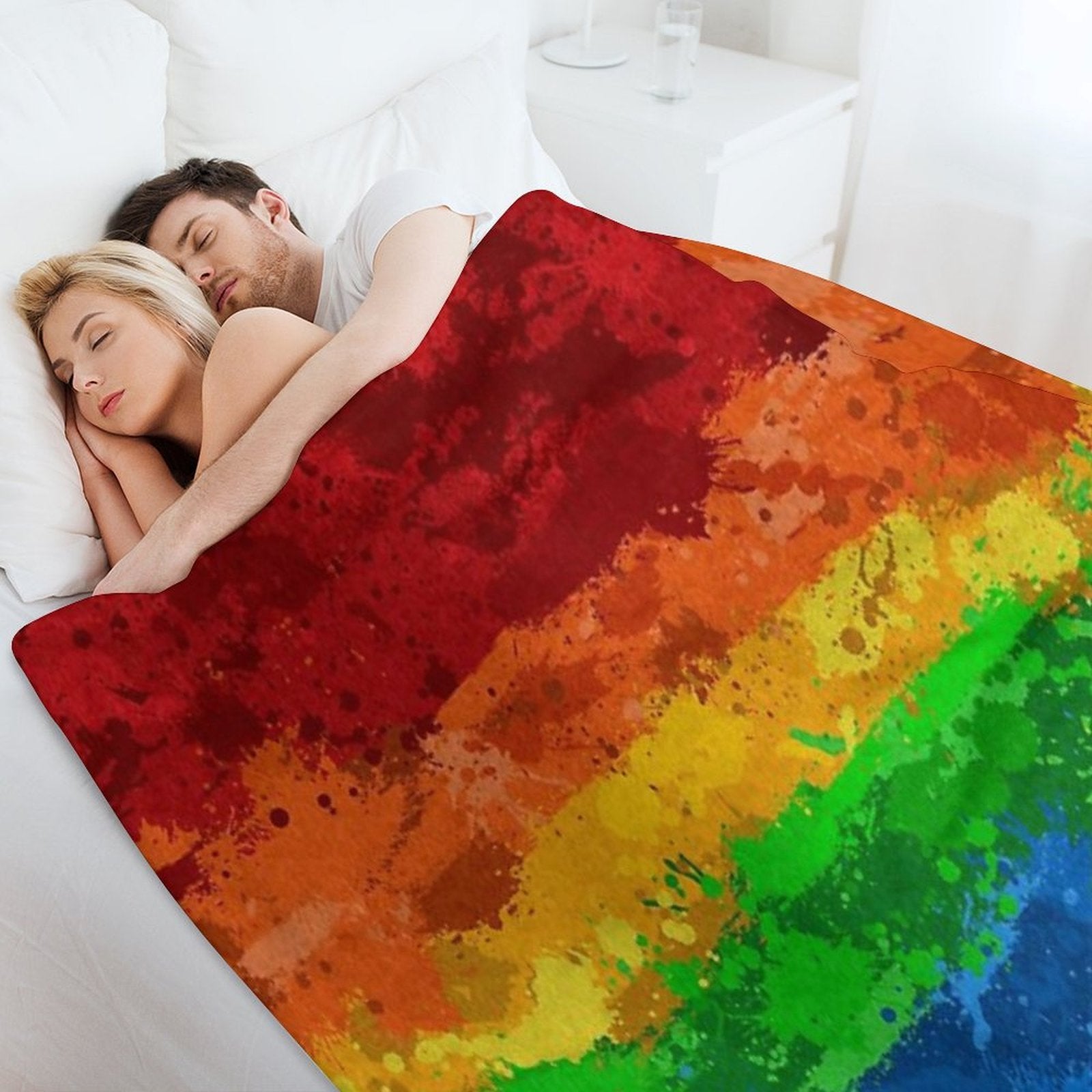 Abstract Paint Splatter LGBTQ Pride Rainbow Flag Background Multi-functional Throw Blanket