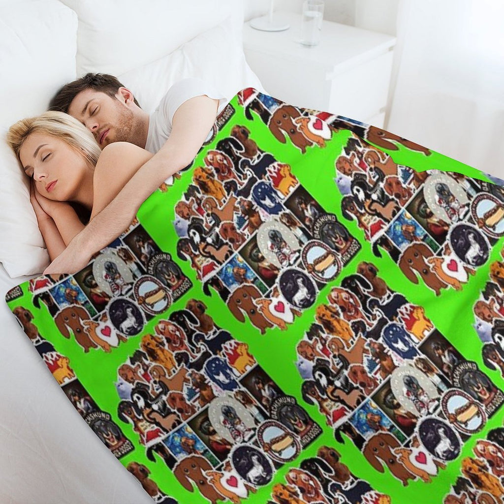 I Love Dachshunds, Collage. Easy Care Throw Blanket