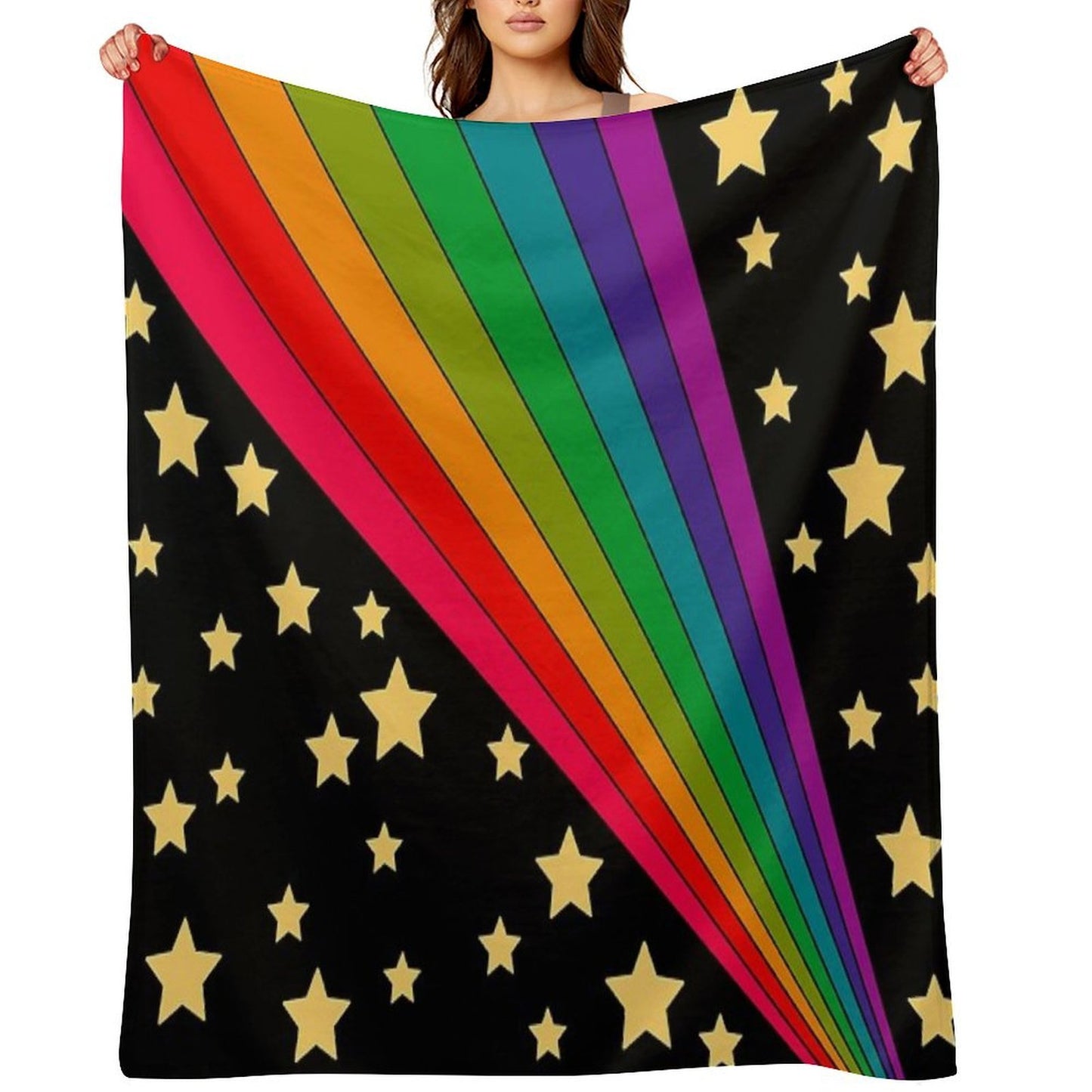 Stars And Rainbow Machine-washable Throw Blanket