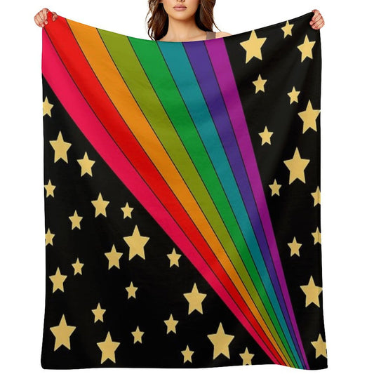 Stars And Rainbow Machine-washable Throw Blanket