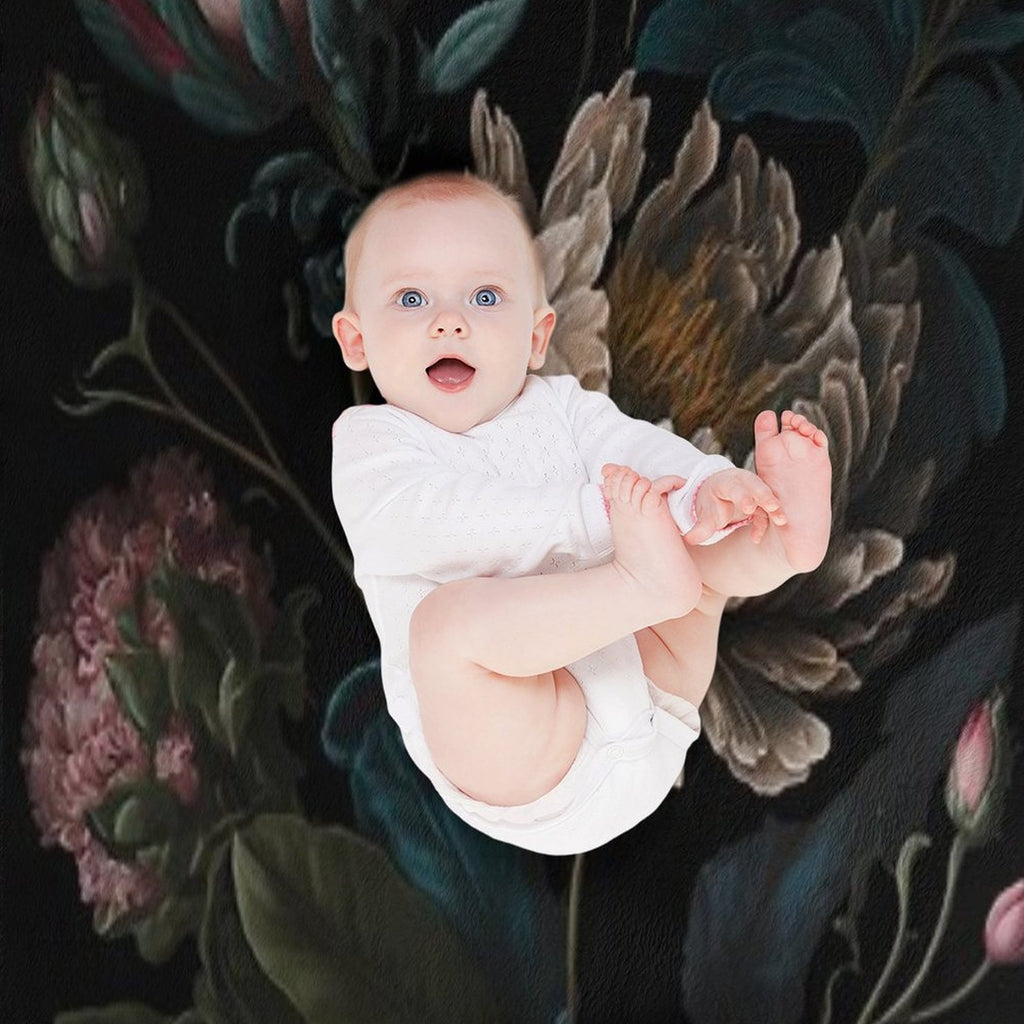Dark Academia Peony Botanical All-season Throw Blanket