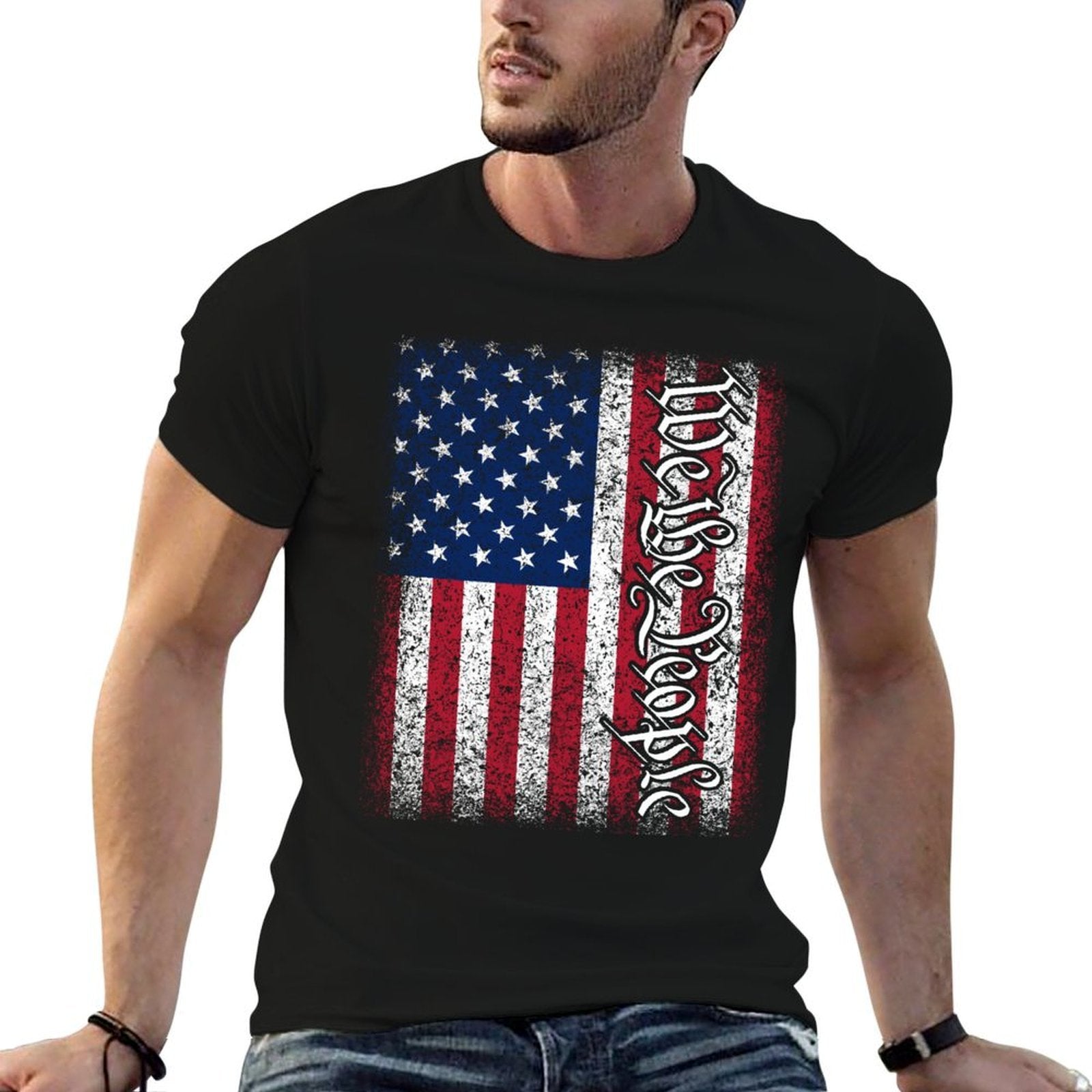 American USA We The People Patriotic Red White Blue  Tagless Design T-Shirt