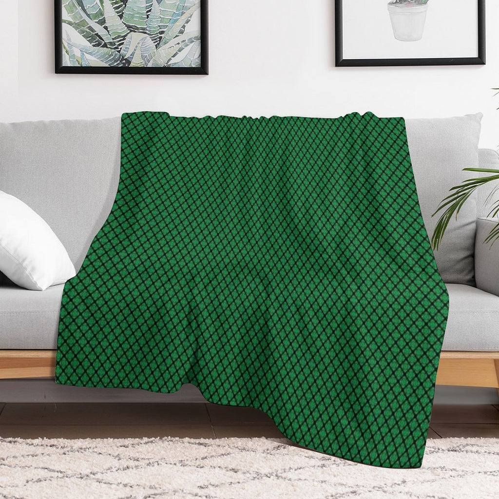 Green And Black Medallions Travel-friendly Throw Blanket