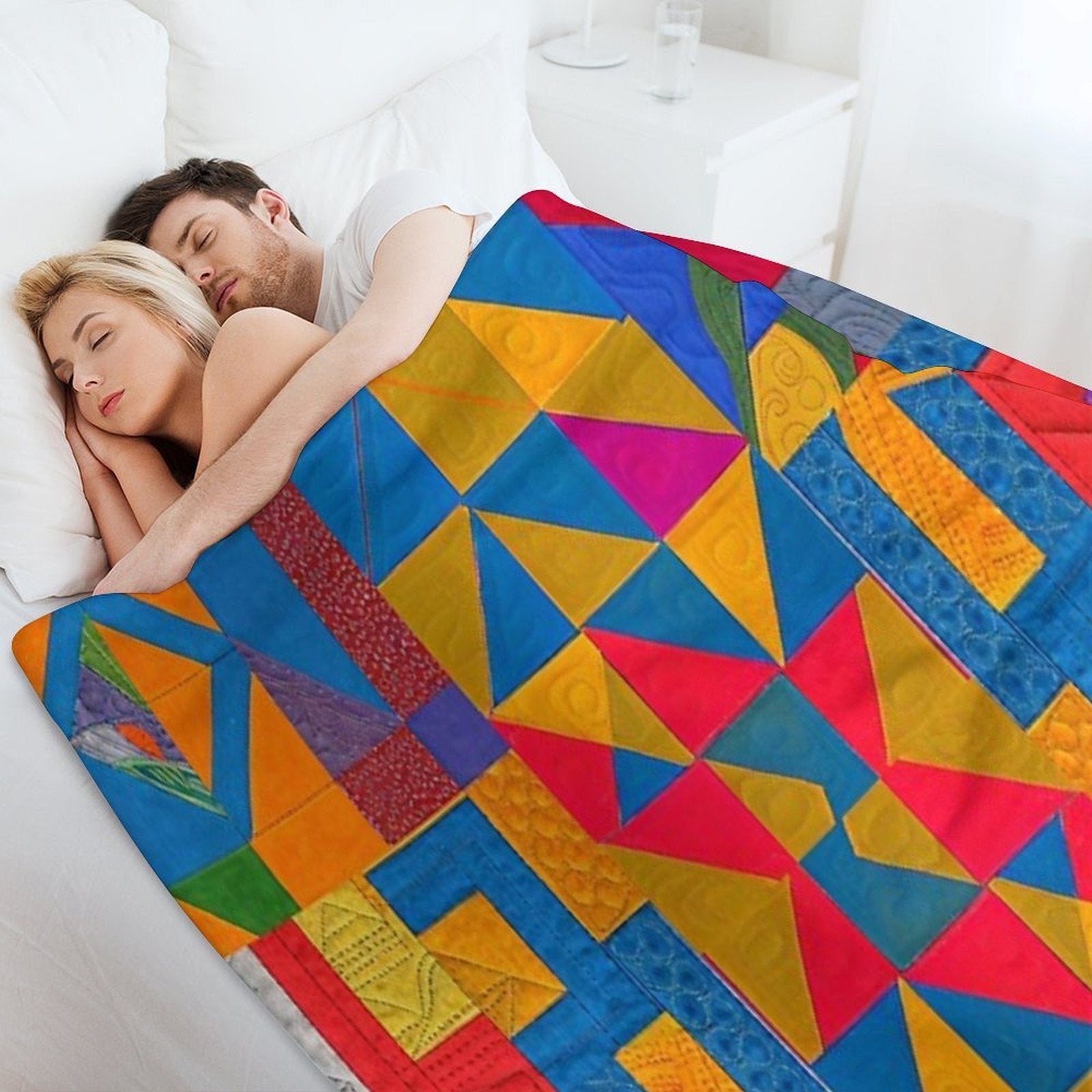 Vivid Color Patchwork Anti-pilling Throw Blanket