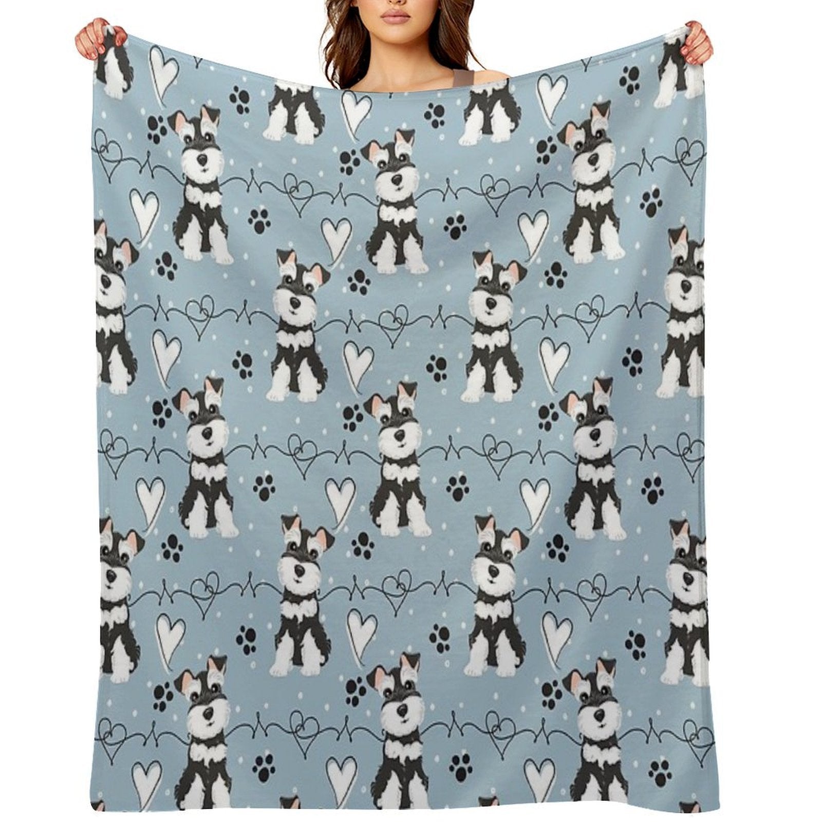 Love Black And White Miniature Schnauzer Quick-dry Throw Blanket
