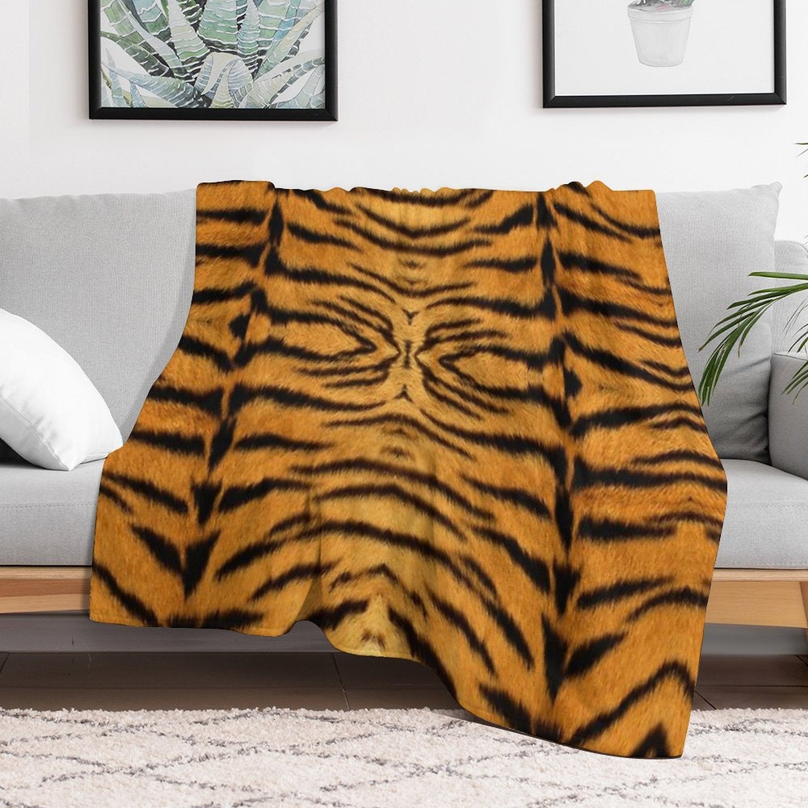 Real Tiger Pattern All-season Throw Blanket