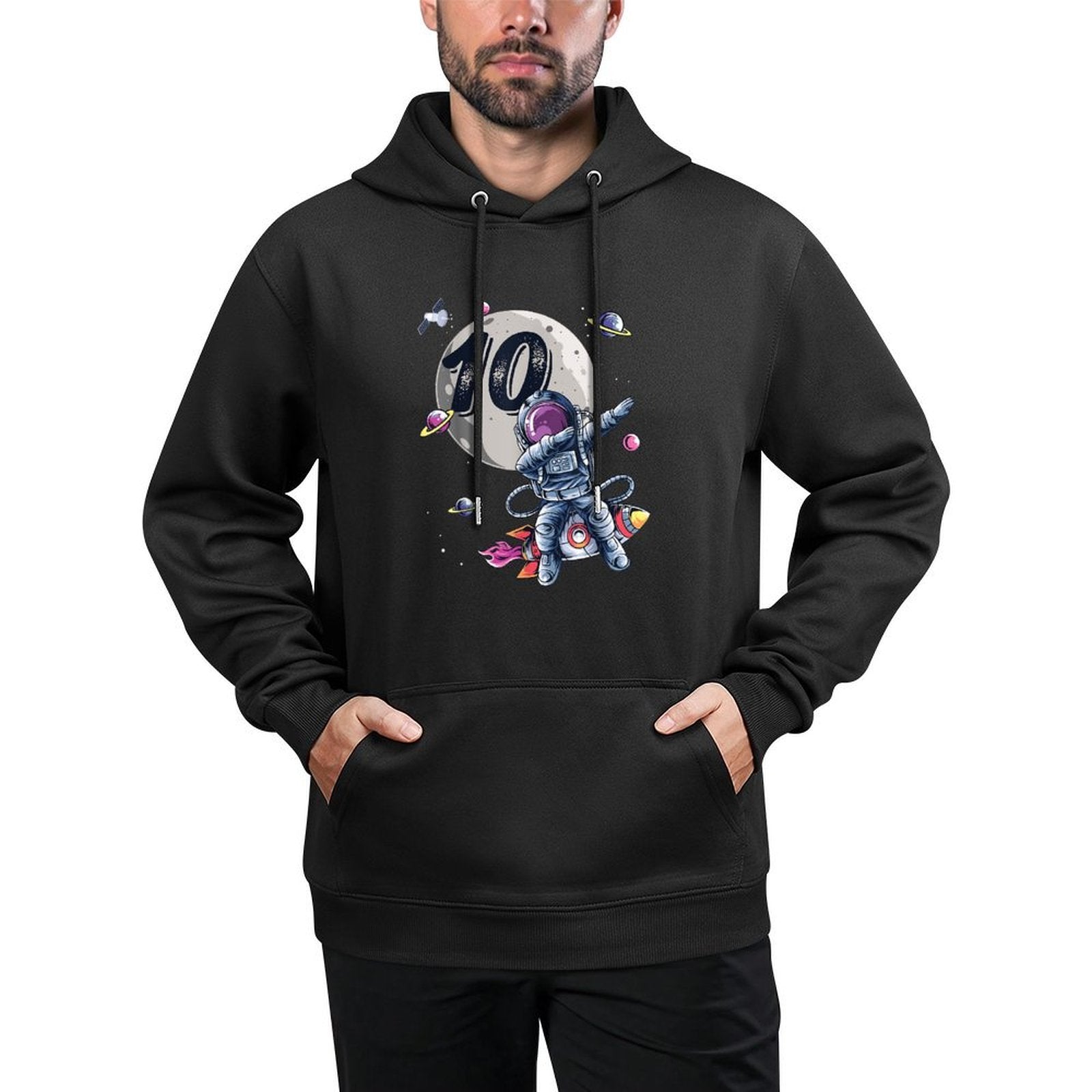 10 Years Old Birthday Boy Astronaut Gifts Space 10th B-Day Pilling-Resistant Hoodie