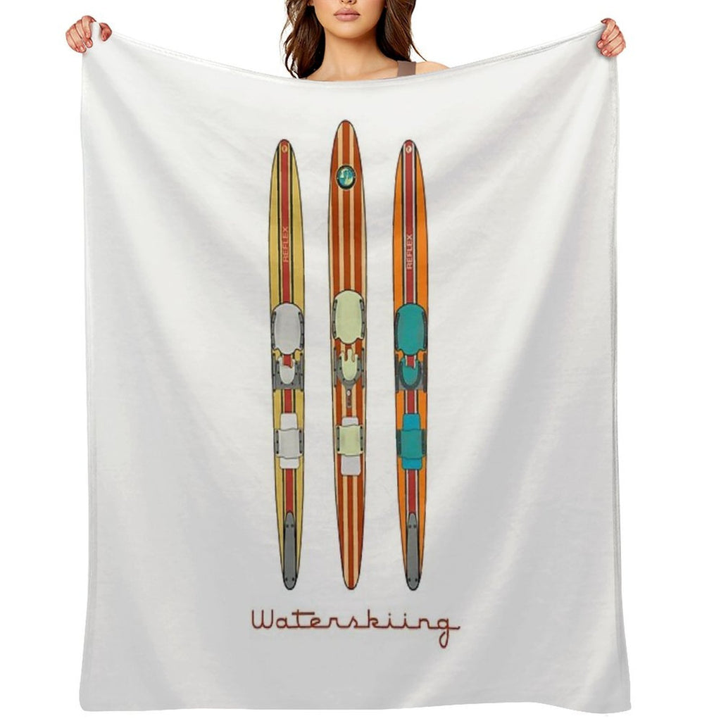 Classic Wooden Vintage Water Skis Anti-pilling Throw Blanket