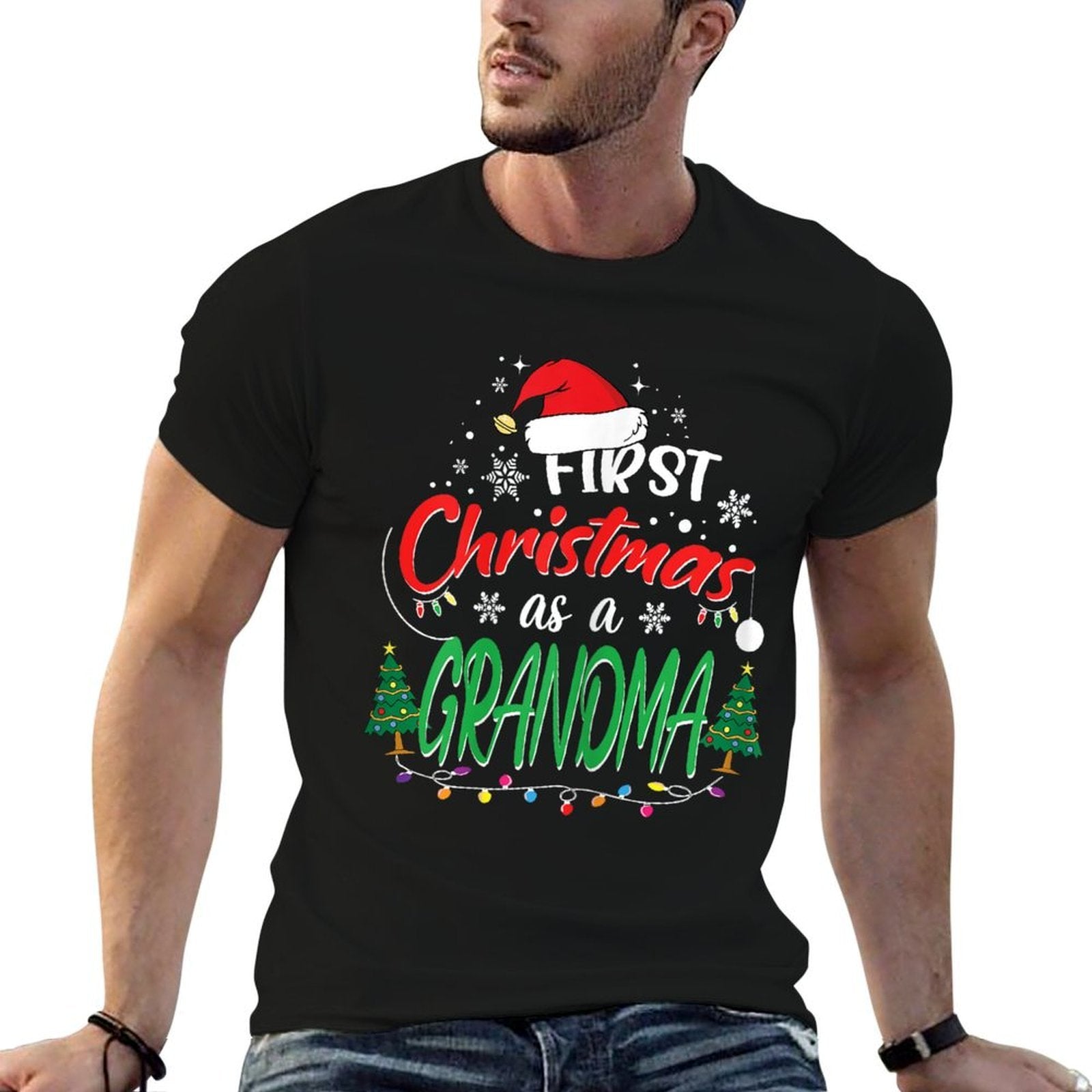 First Christmas As A Grandma New Grandmother 1st Christmas  Eco-friendly Material T-Shirt