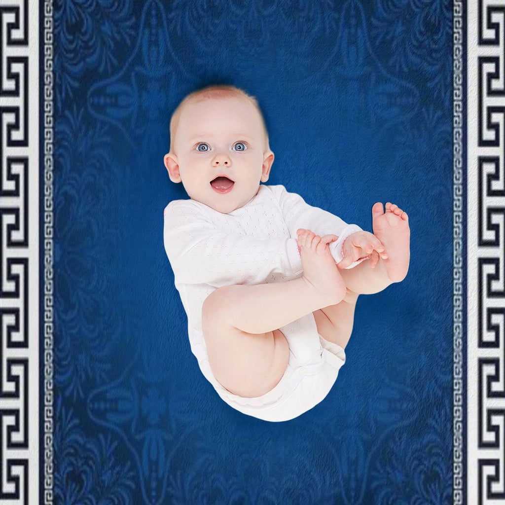 Greek Keys Blue White with Pattern Quick-dry Throw Blanket