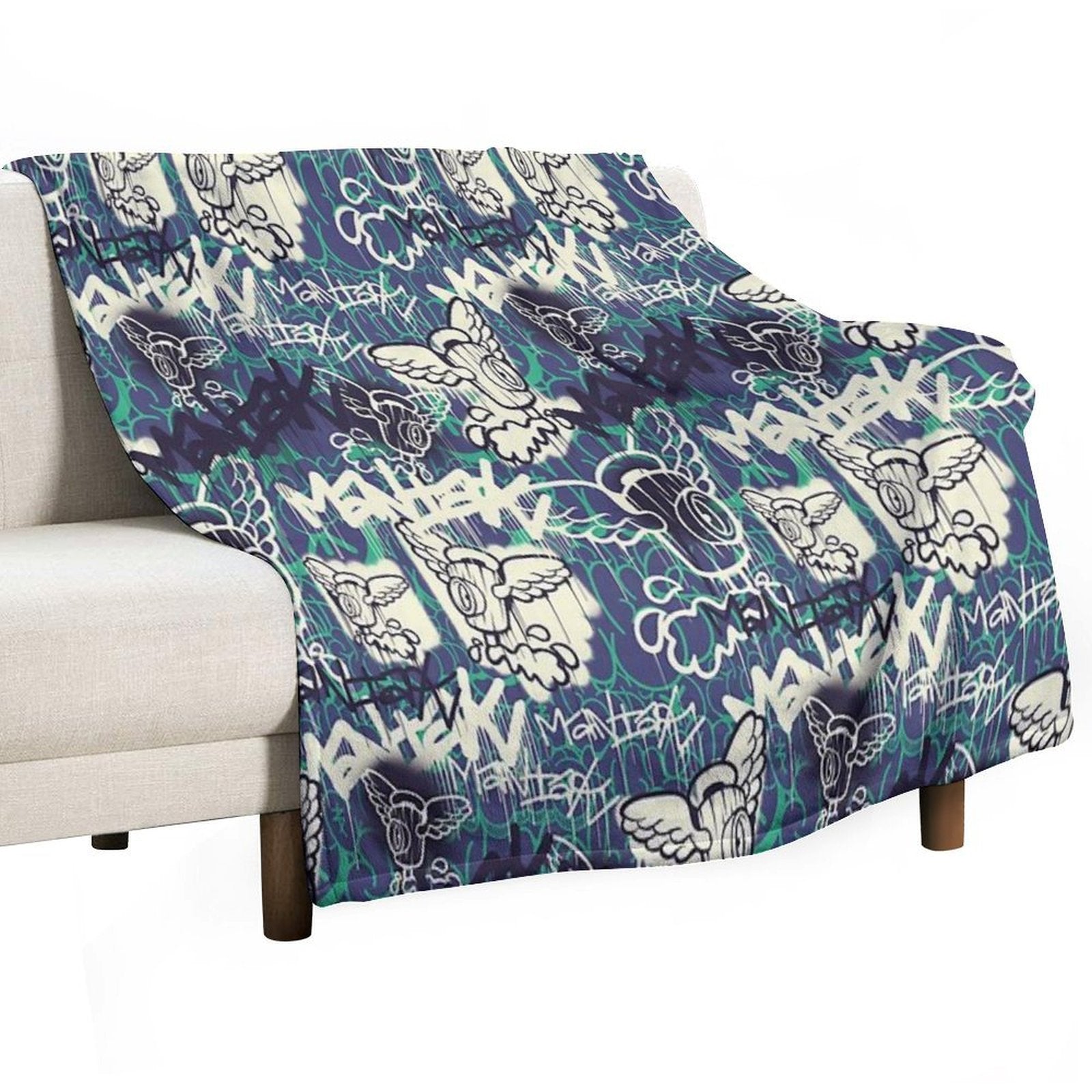 Maniak Spray Cap Angel Patterned Print Premium Throw Blanket