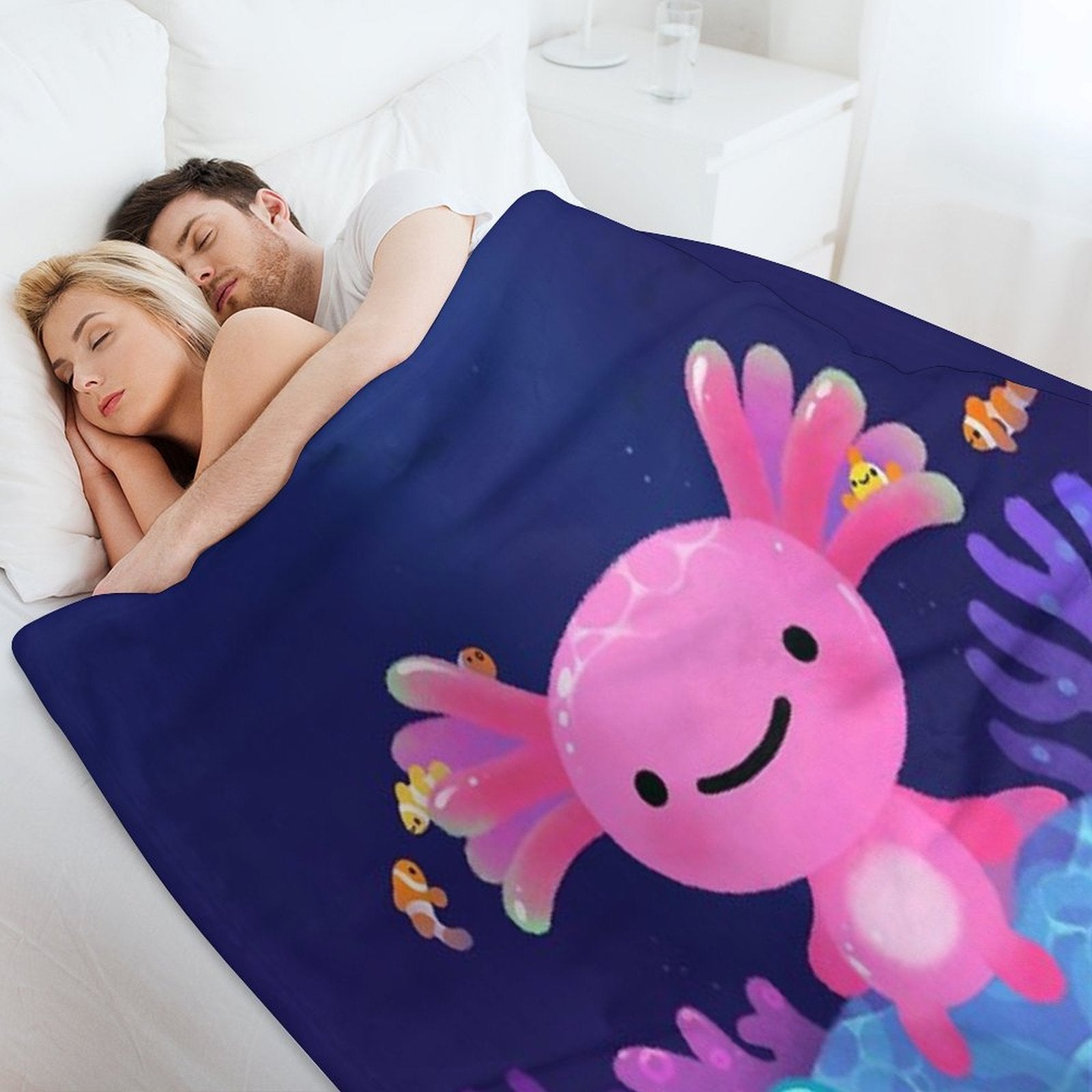 Coral Axolotl Quick-dry Throw Blanket