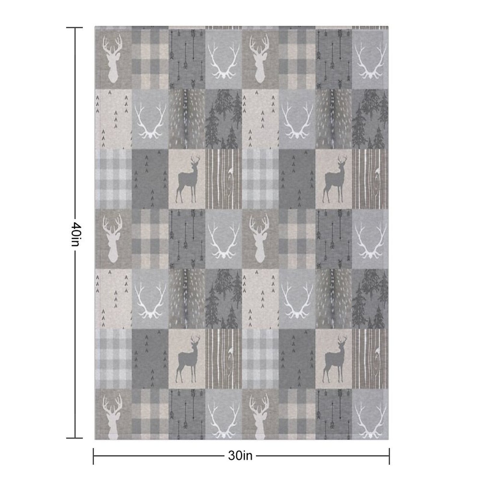 Rustic Woodland Patchwork - Grey And Beige Premium Throw Blanket