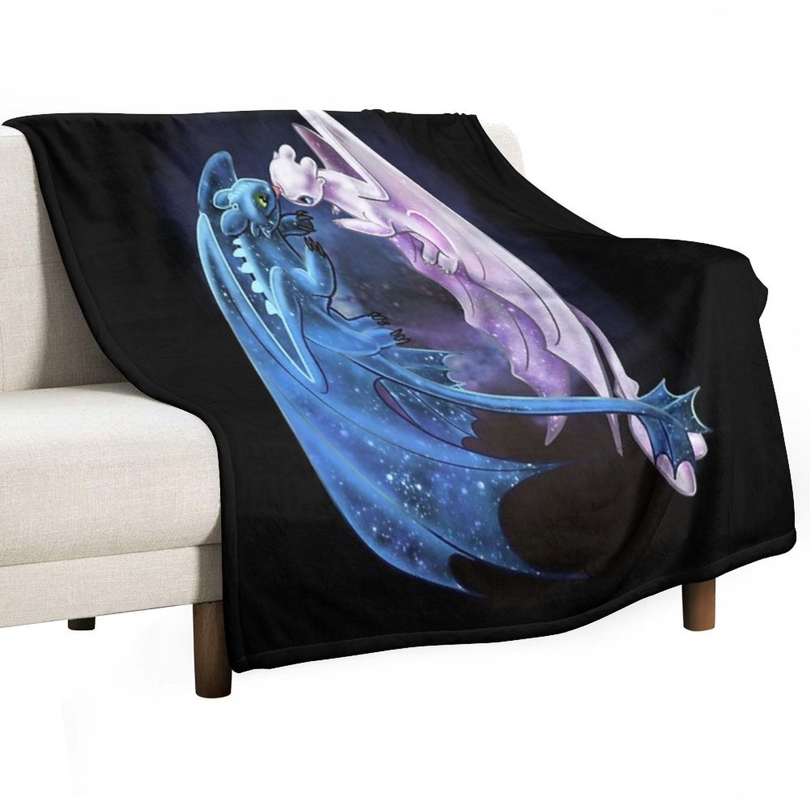 Dragon Heart - Starry Dragons - Toothless And Light Fury Compact Throw Blanket