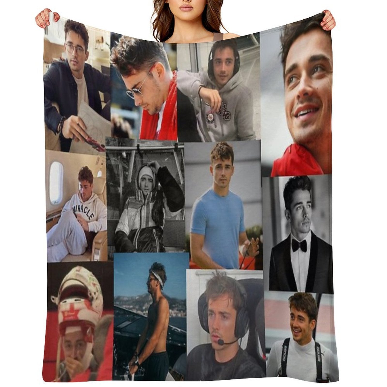 Charles Leclerc Picture Collage Premium Throw Blanket