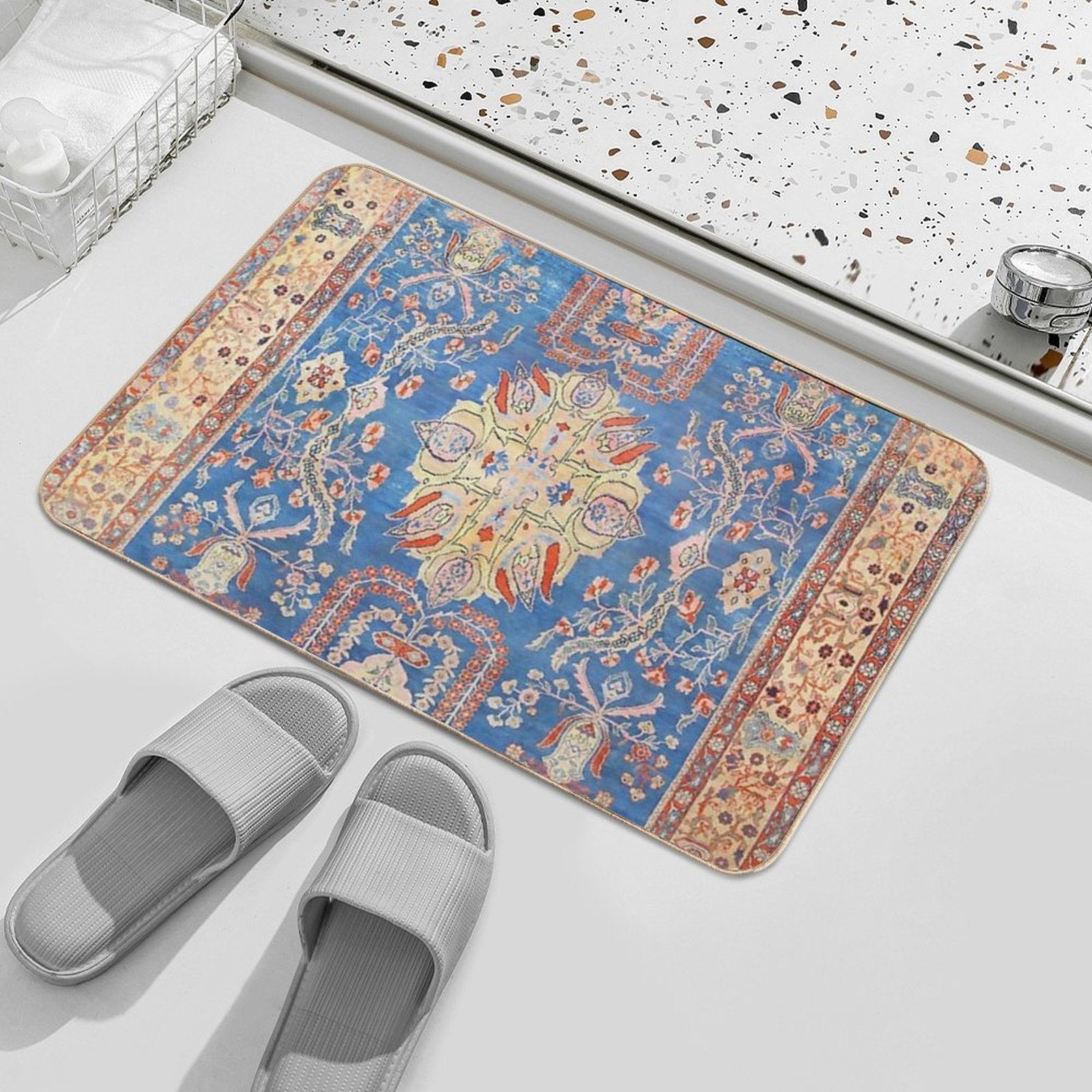Persian Sultanabad Antique Rug Print  Repositionable Bath Mat