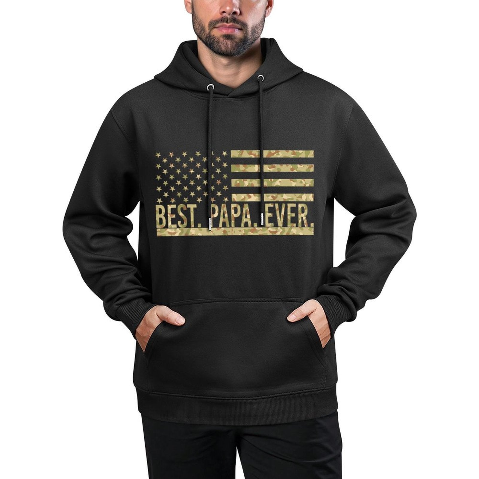 Mens Best Papa Ever USA American Camo Papa Father's Day Moisture-Wicking Hoodie