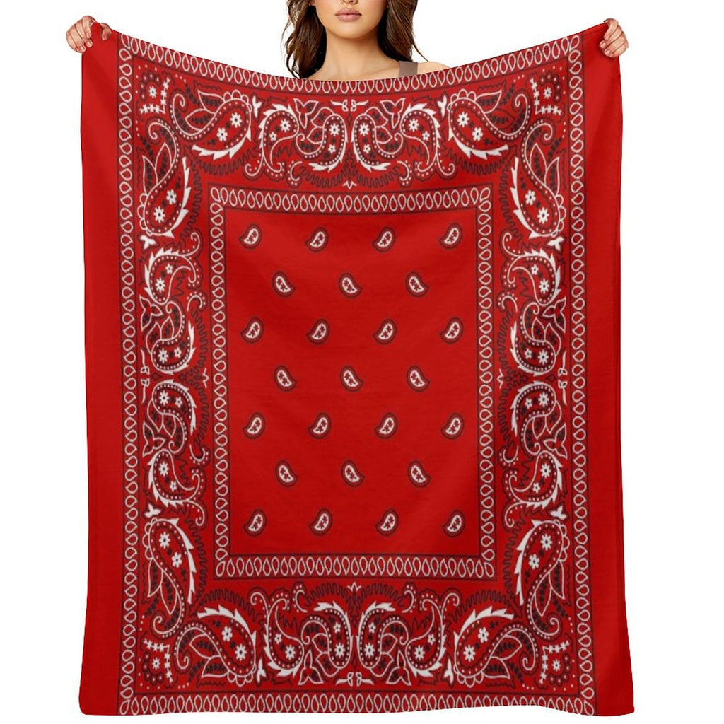 Bandana - Red Plush Throw Blanket