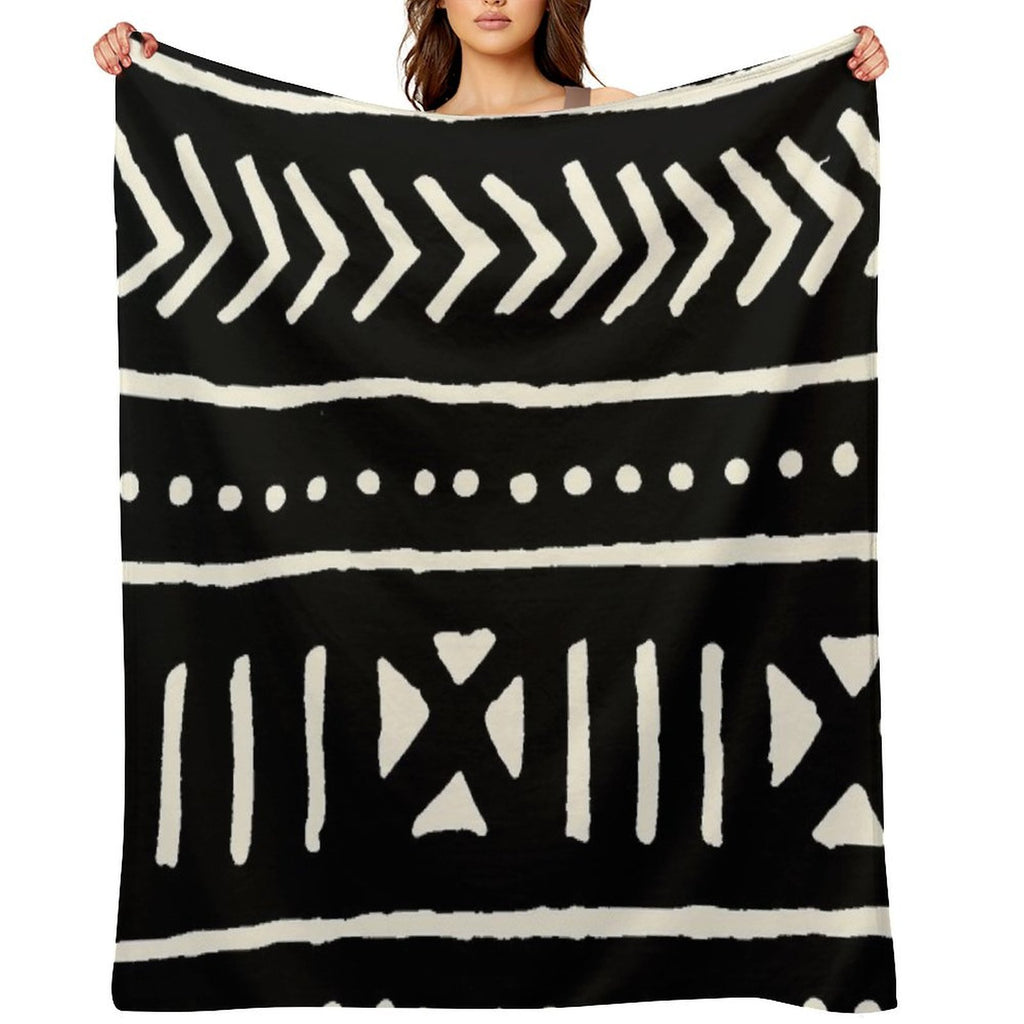 African Mud Cloth Black And White Comfort Throw Blanket
