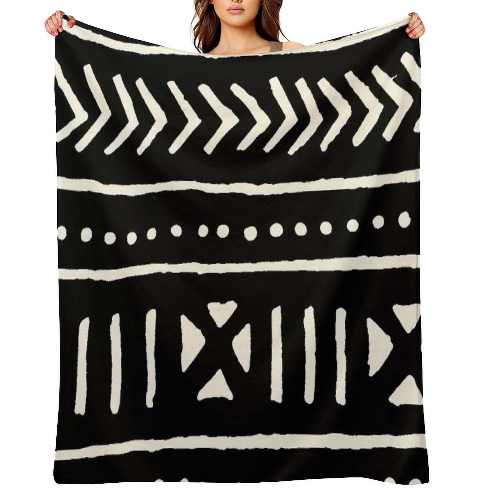 African Mud Cloth Black And White Comfort Throw Blanket