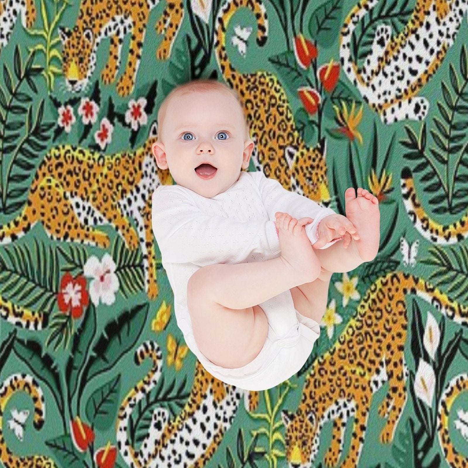 Dancing Jaguar Jungle - Green All-season Throw Blanket