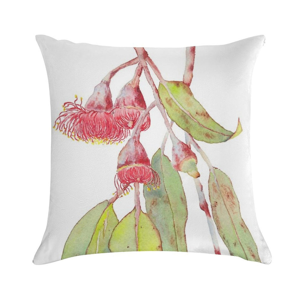 Flowering Silver Princess Eucalyptus Watercolor Soft Decorative Cover Throw Pillow