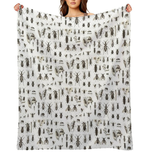 Many Different Bugs Vintage Entomology Multi-functional Throw Blanket