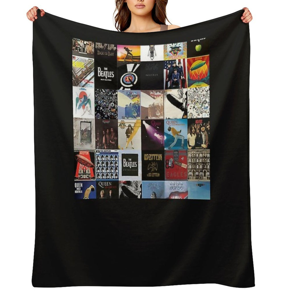 Rock Band Posters Collage Classic T-Shirt All-season Throw Blanket