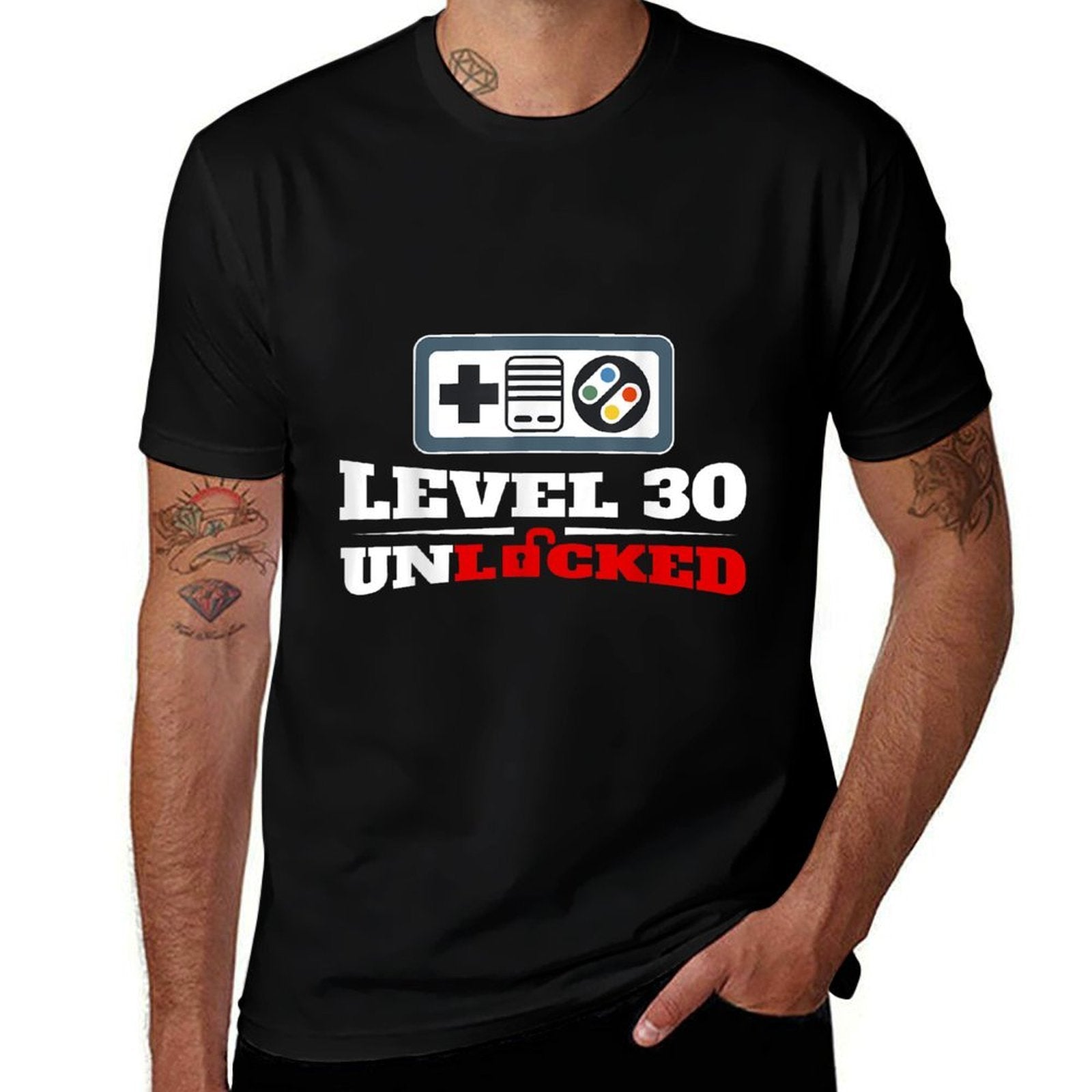 Level 30 Unlocked Gamer 30th Birthday for Men  High-quality Stitching T-Shirt