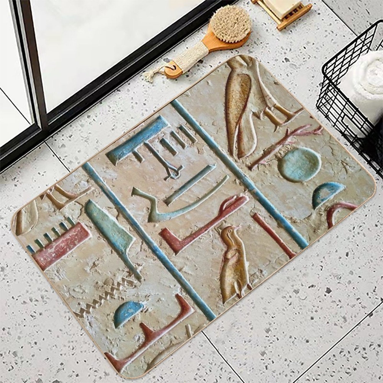 Ancient Egypt Hieroglyph  Easy Maintenance Bath Mat