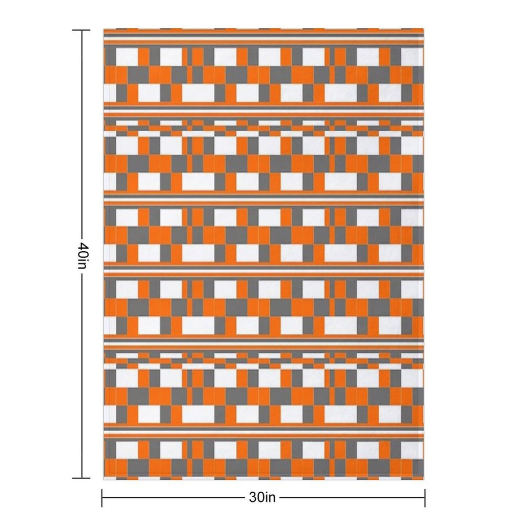 Orange Grey Square Art Anti-pilling Throw Blanket