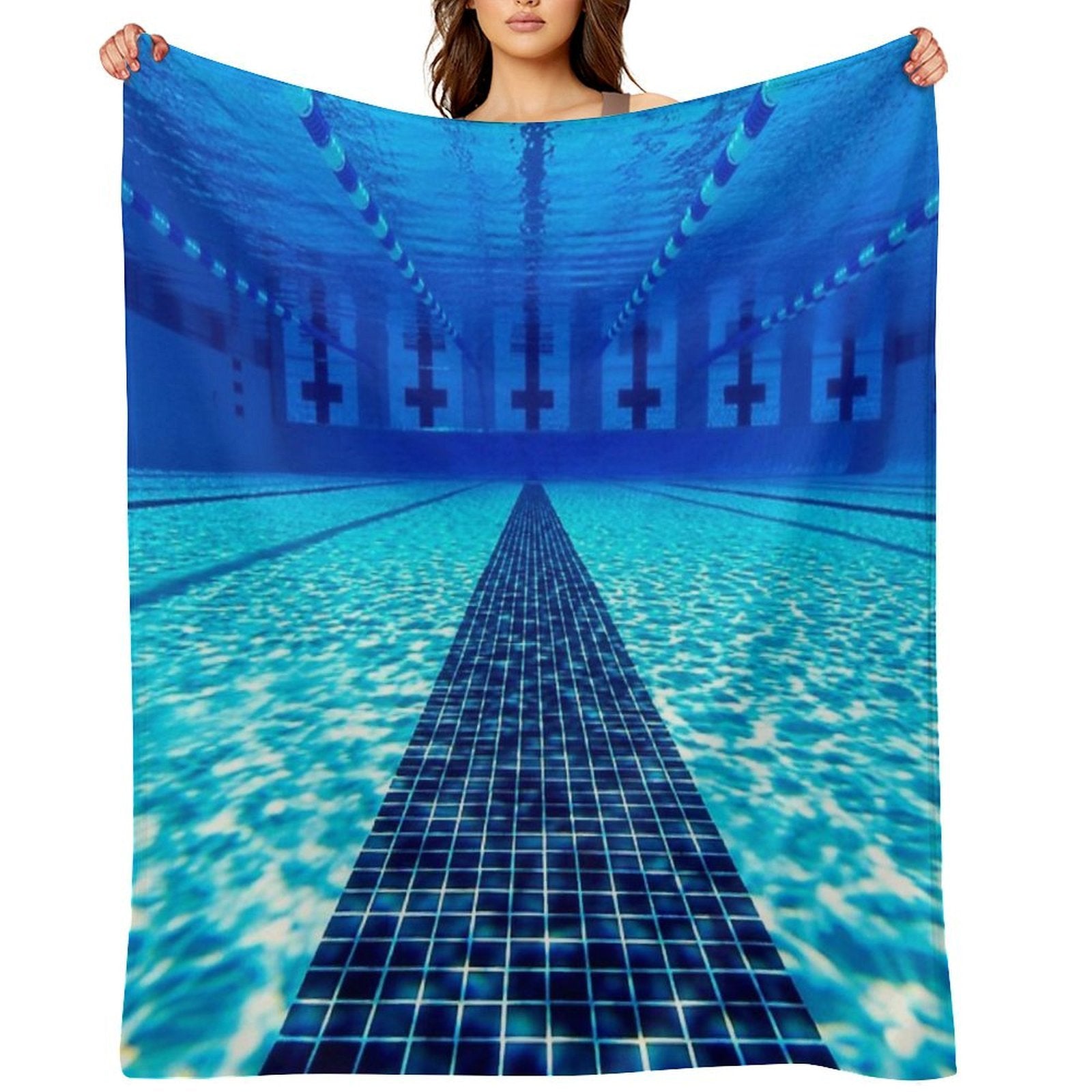 Beautiful Underwater Pool View - Swimming Pool Photography Premium Throw Blanket