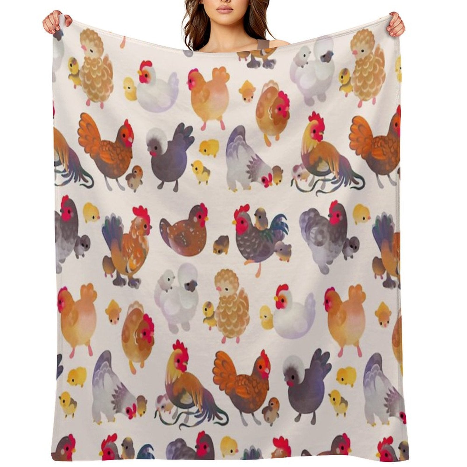 Chicken And Chick - Pastel Lightweight Throw Blanket