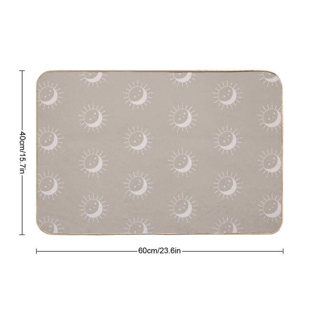 Pretty Sun And Moon Pattern Soft Aesthetic In Muted Colors Light Taupe  Pet-Safe Bath Mat