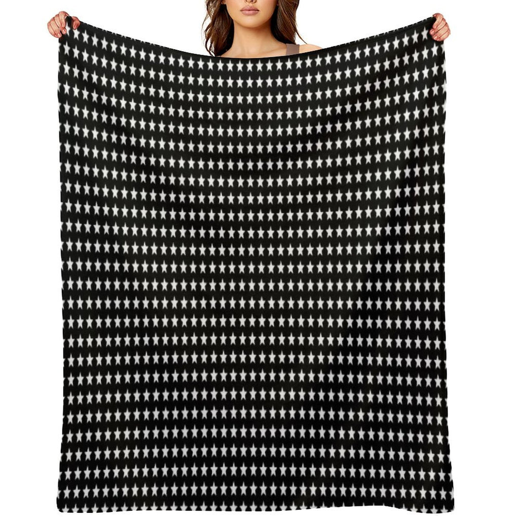 Cute Small Star White On Black Background Anti-pilling Throw Blanket