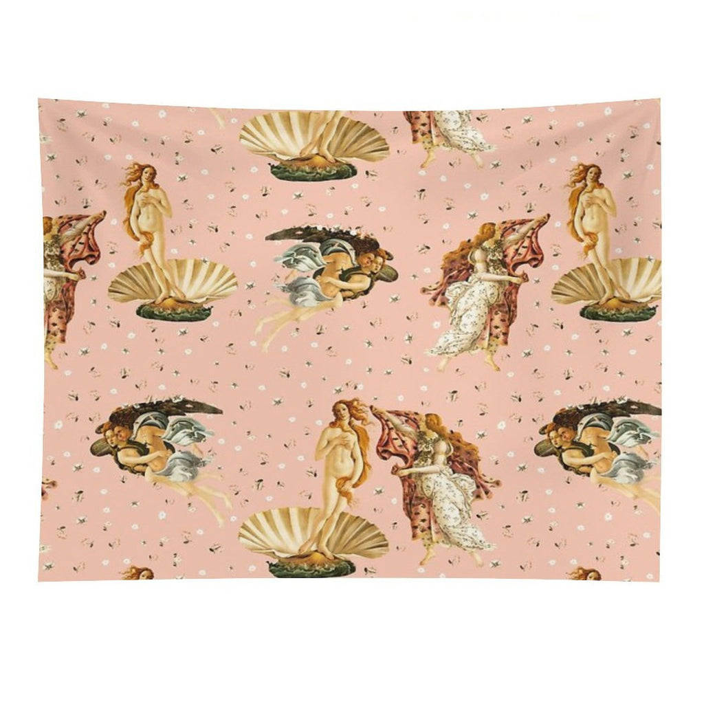 The Birth of Venus - Sandro Botticelli - Pink Pattern Tapestry