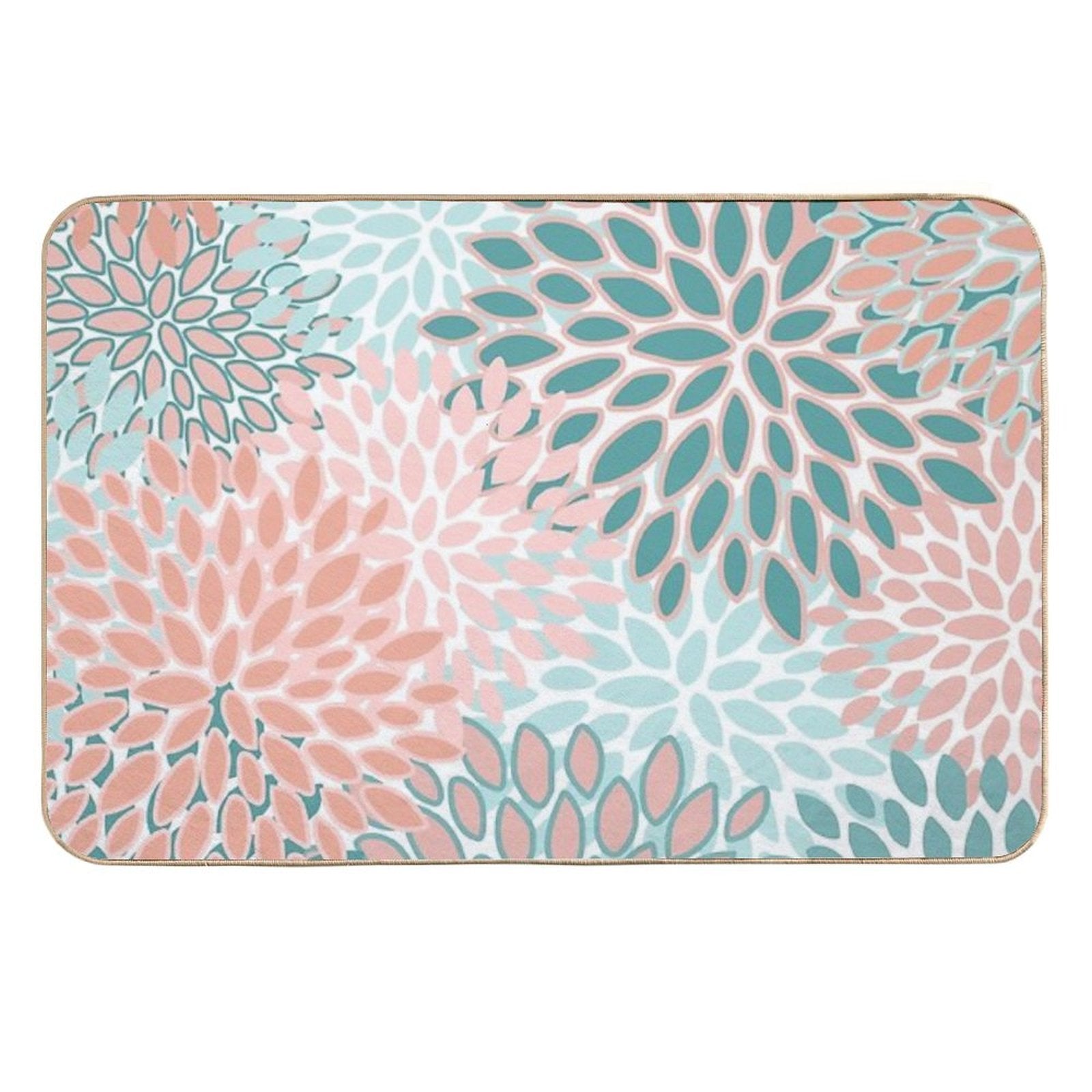Floral Prints, Coral And Teal, Abstract Art  Odorless Bath Mat