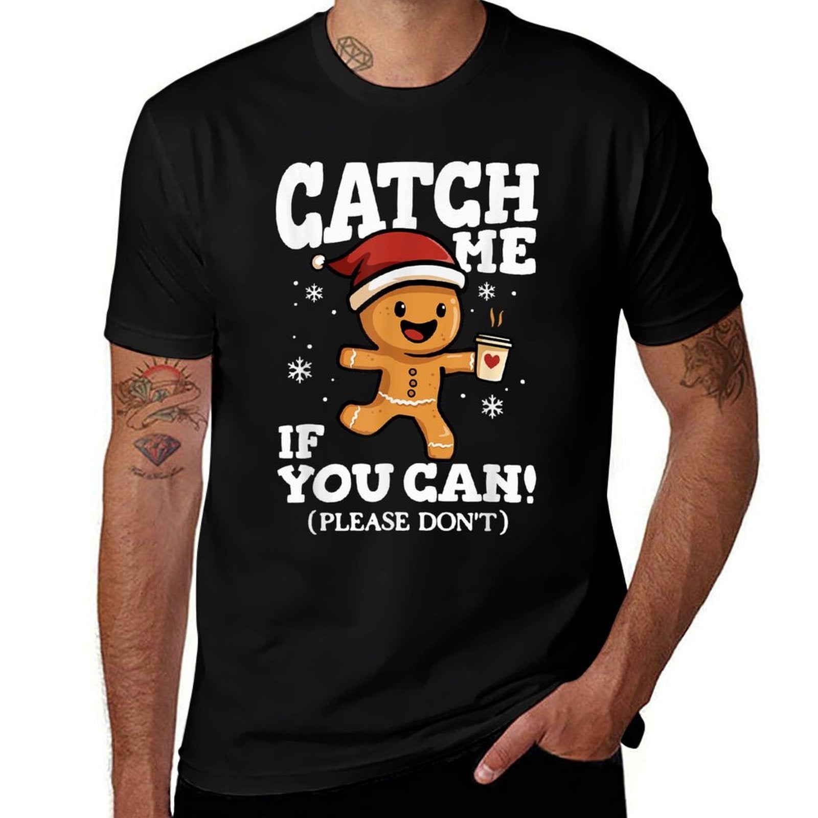 Catch Me If You Can Gingerbread Coffee Christmas Running  Easy-care T-Shirt