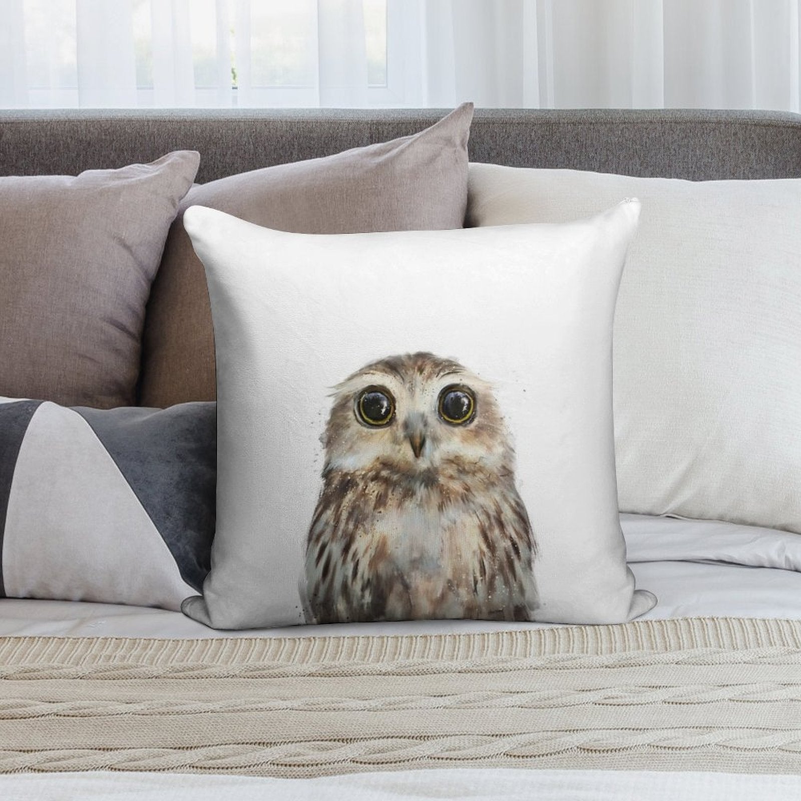 Little Owl Soft Washable Throw Pillow