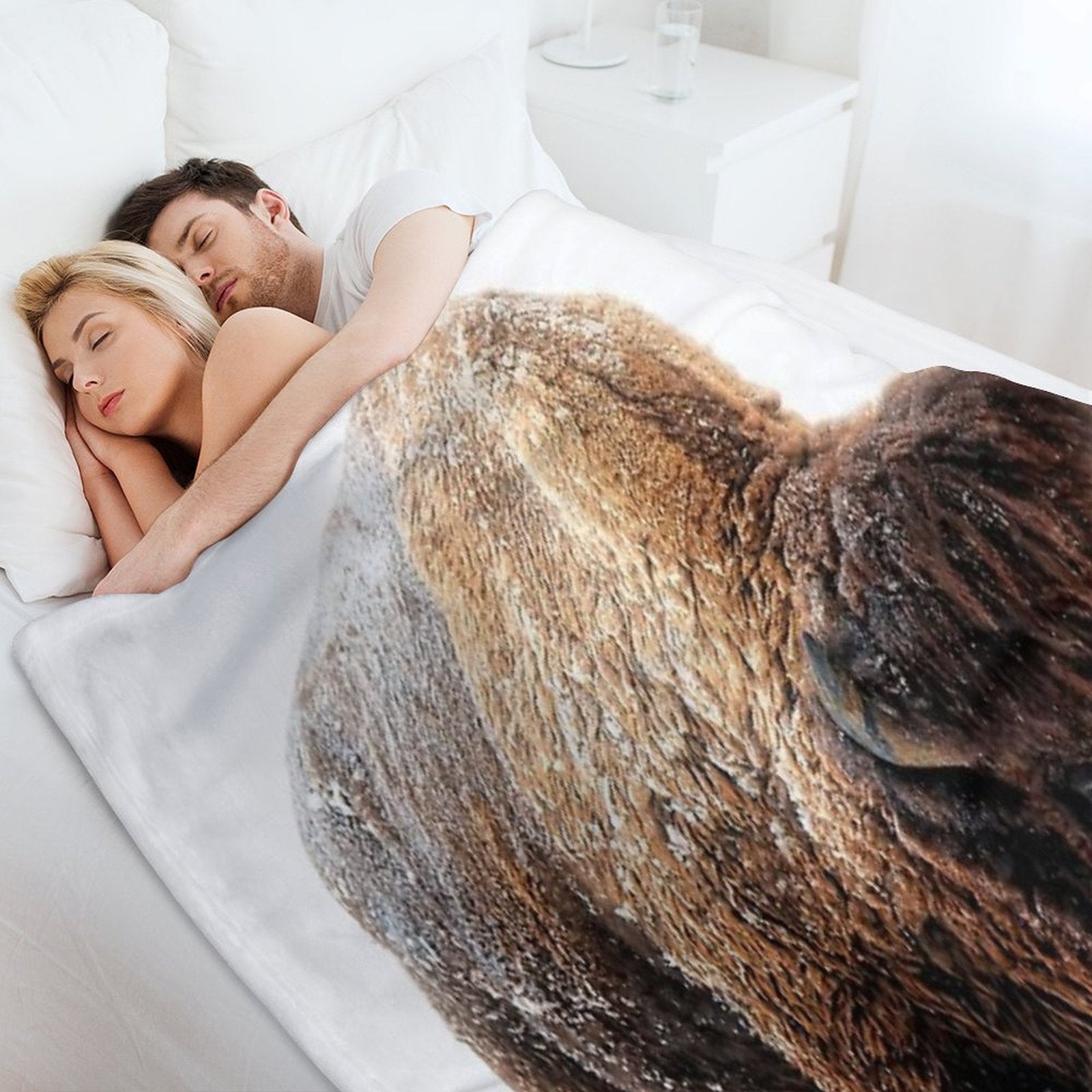 An American Bison Moves Through A Winter Snowstorm Versatility Throw Blanket