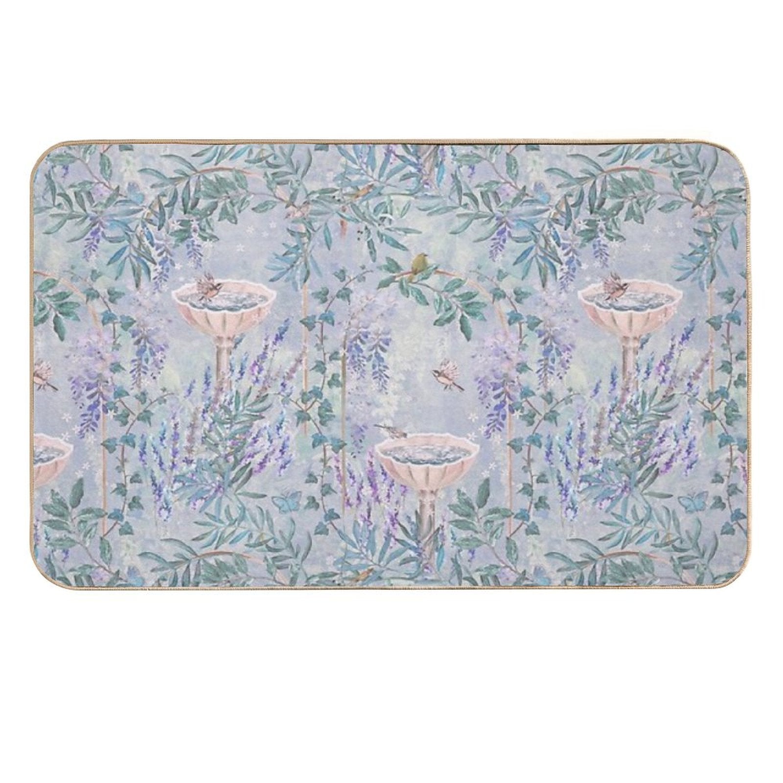 French Countryside Lavender Fresco Pattern  Dirt-Trapping Bath Mat