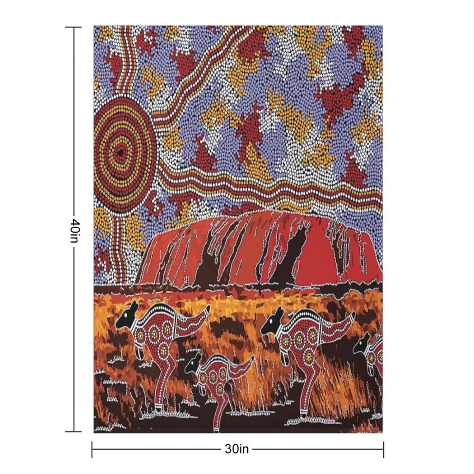 Authentic Aboriginal Art - Uluru  Ayers Rock Compact Throw Blanket