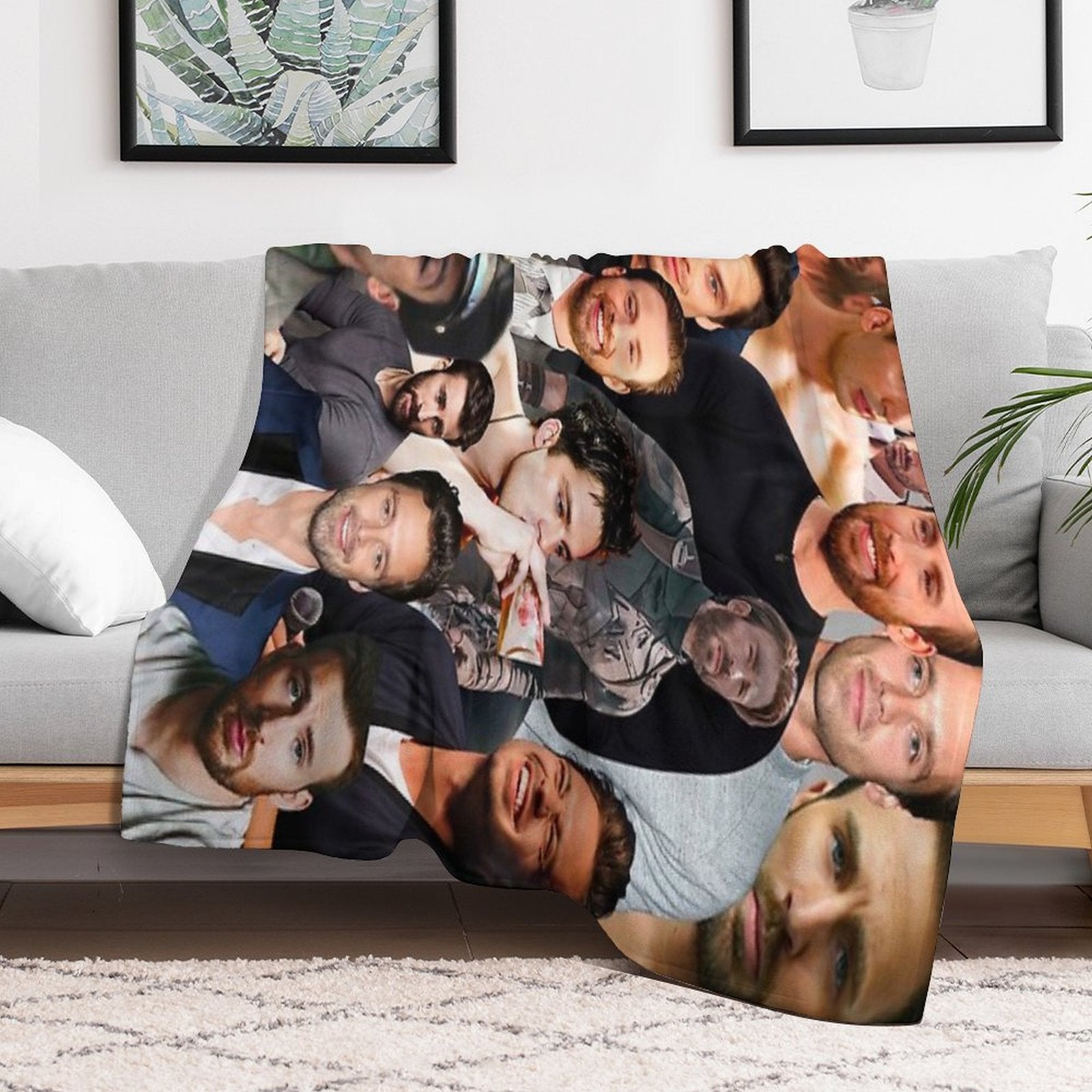 Chris Evans And Sebastian Stan Collage Merch Anti-pilling Throw Blanket