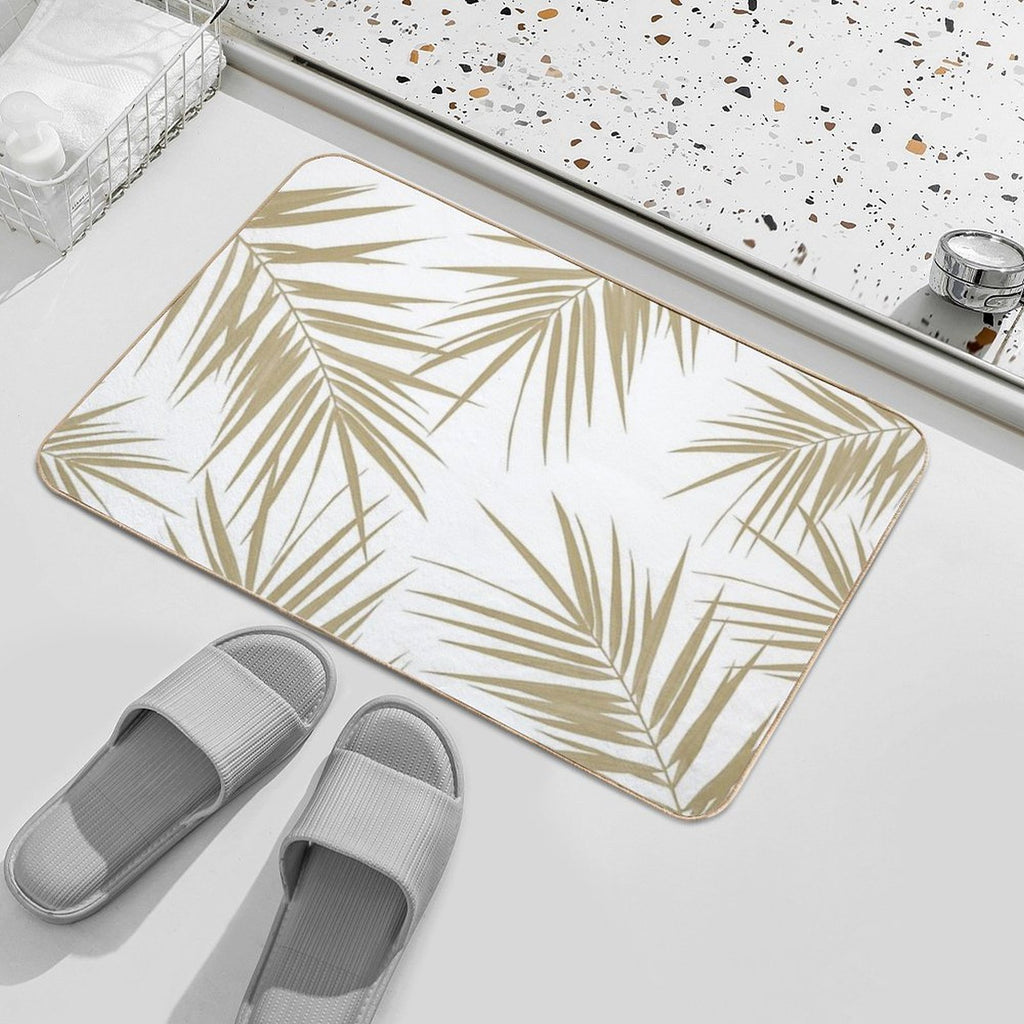 Palm Leaves Cali Finesse #2 #gold #tropical #decor #art  Repositionable Bath Mat