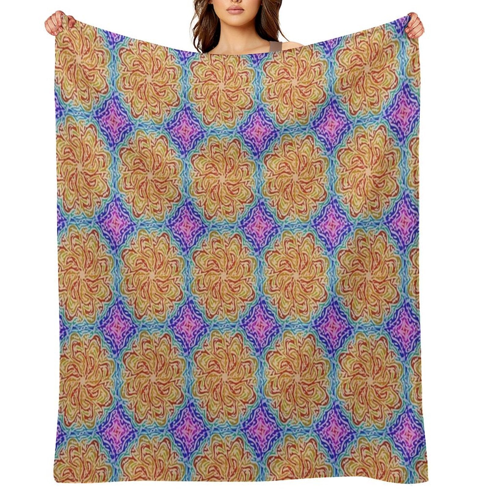 Rainbow Mandela Easy Care Throw Blanket