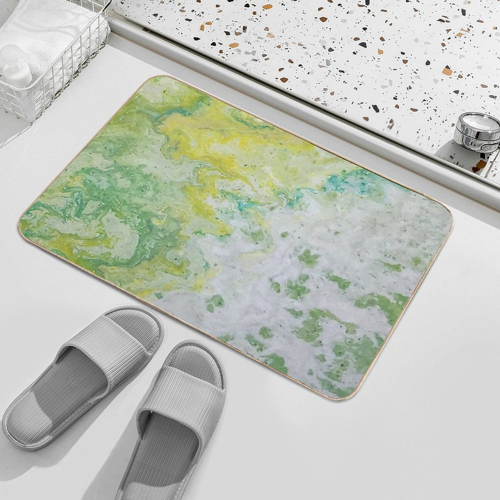 Lime Green Yellow Acrylic Abstract  Rapid-Drying Bath Mat