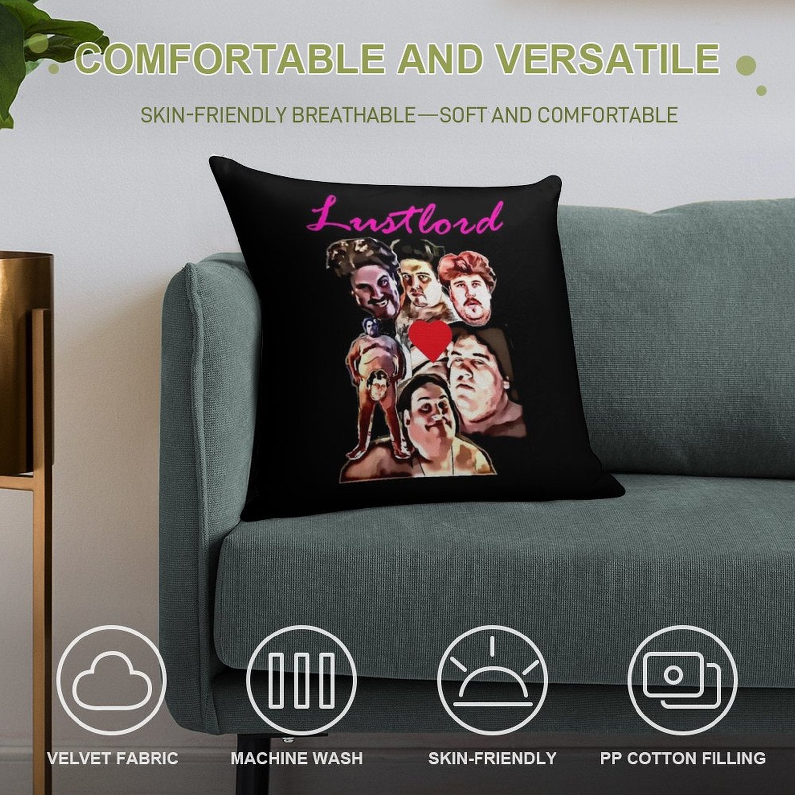 Lustlord Design Soft Multiple Sizes Throw Pillow