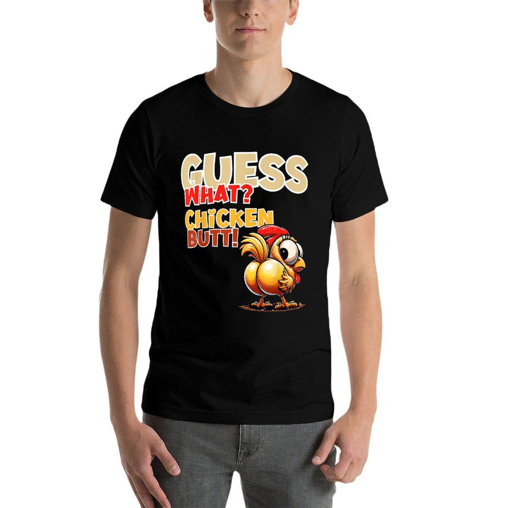 Quess What Chicken Butt Funny Chicken Butt Kids Boys Girls  Polyester Blend T-Shirt