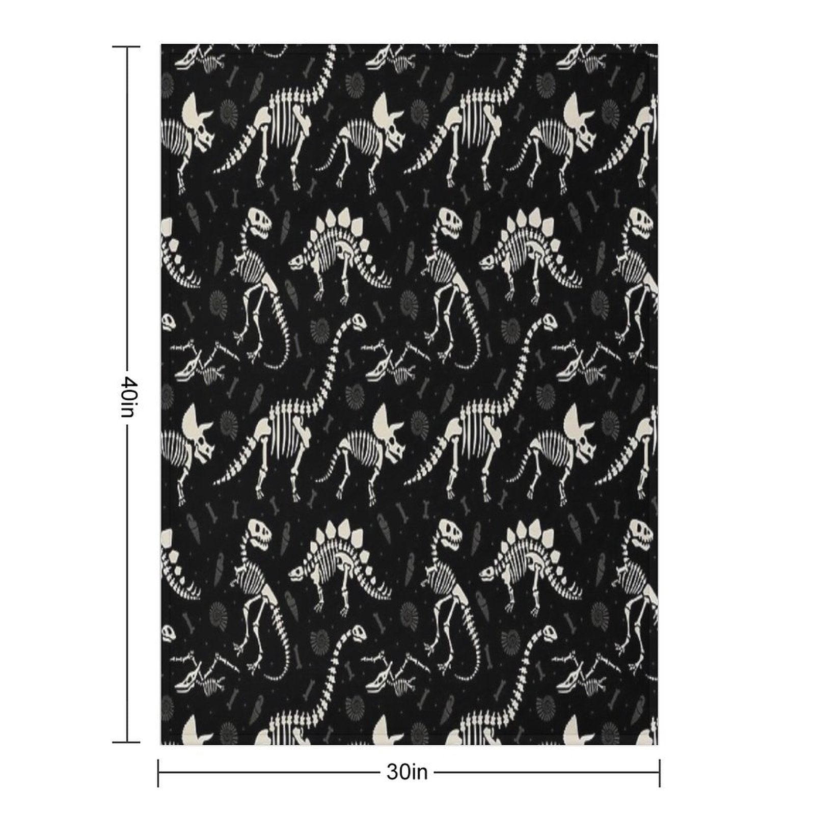 Dinosaur Fossils in Black Travel-friendly Throw Blanket