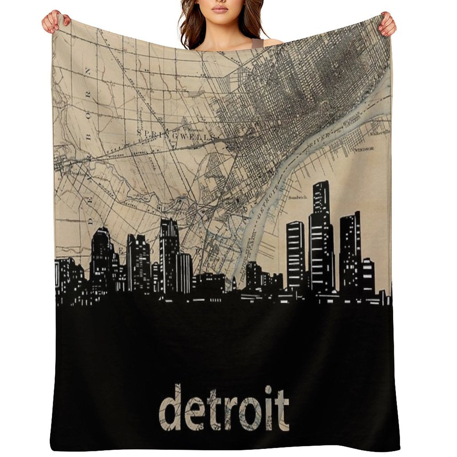 Detroit Skyline Comfort Throw Blanket